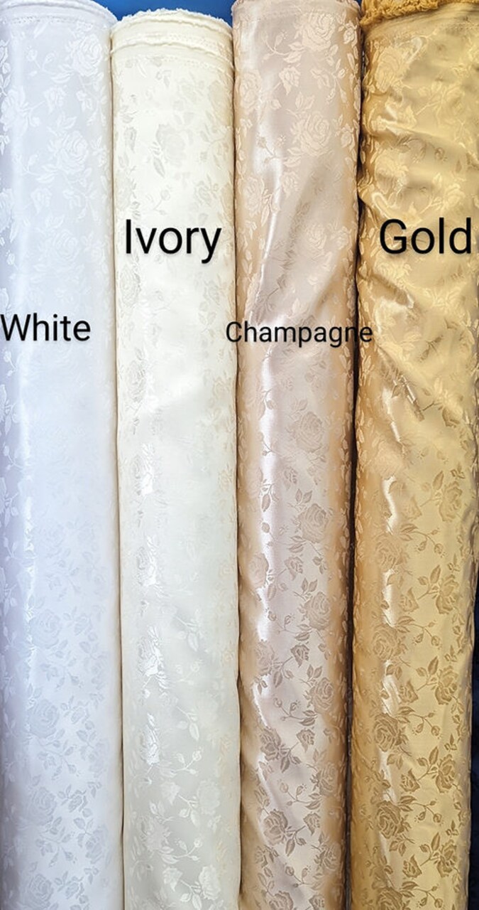 1 Yard Satin Brocade Jacquard Fabric Embossed Floral Pattern Shiny Polyester 58/59" Width